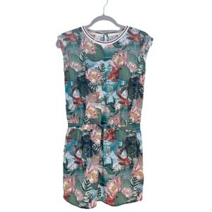 Scotch & Soda Dress Tropical Floral Fish Print Sleeveless Mini Small Pockets